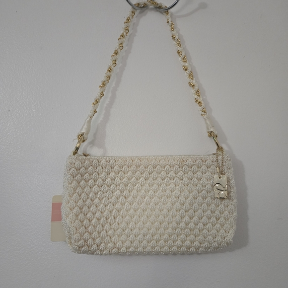 Lina Cream Crocheted Shoulder Bag Gold Chain Strap NWT - Picture 9 of 12